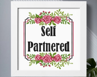Funny quote cross stitch pattern PDF Flower wreath Floral frame Easy counted cross stitch chart Modern simple embroidery design