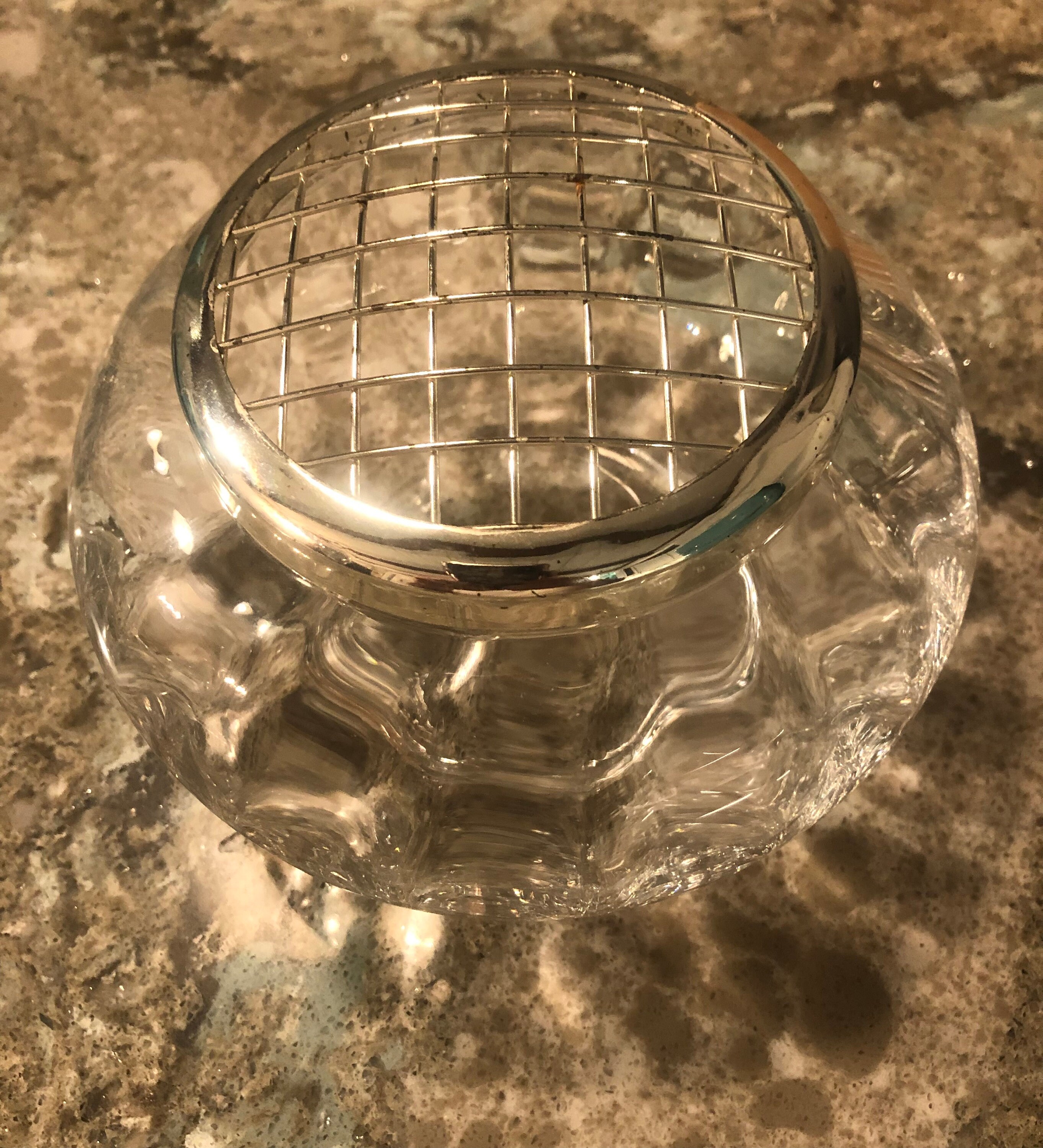 Glass Flower Frog Bowl Floral Arrangement Etsy