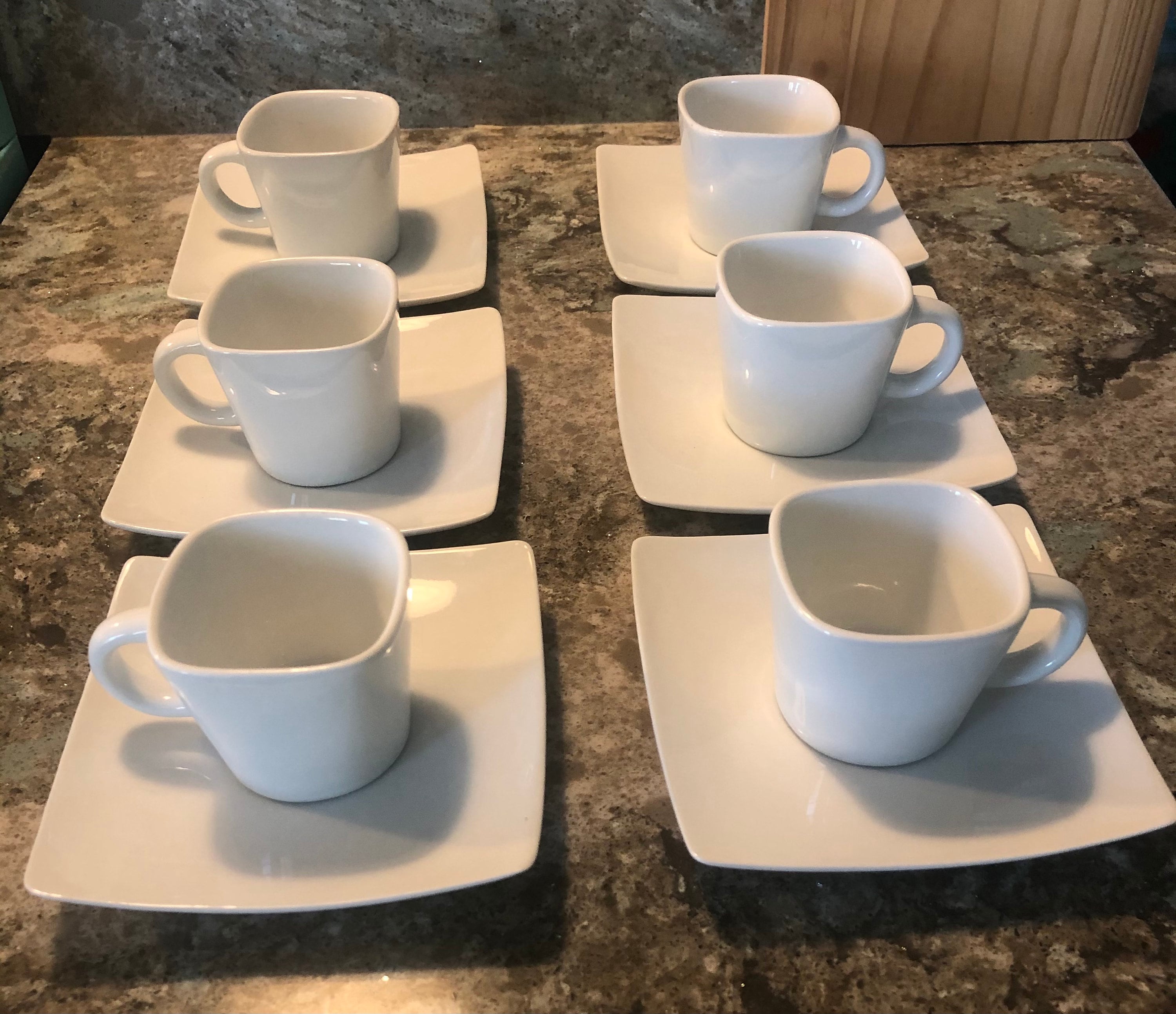 White Espresso Cups & Saucers set of 6 Etsy