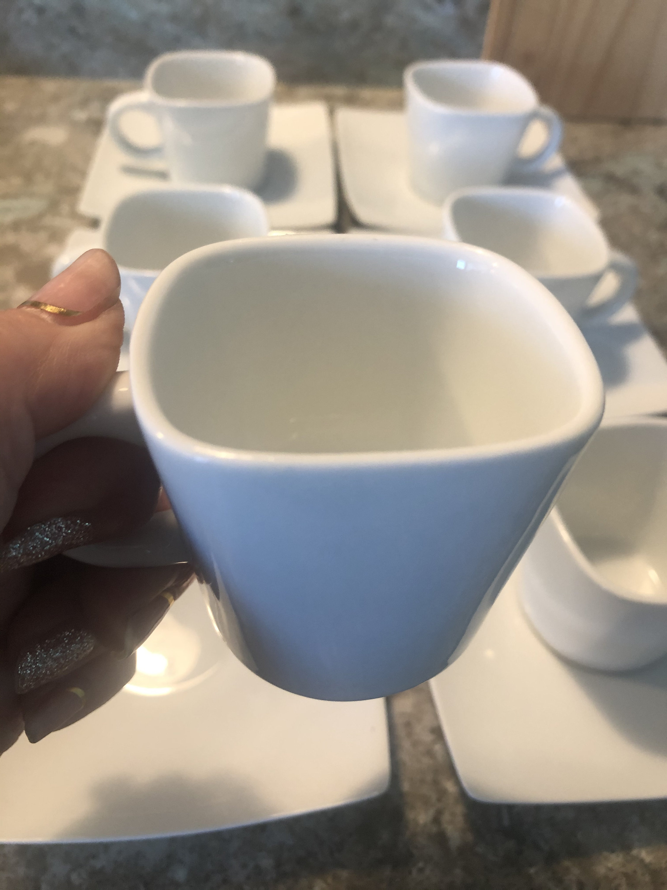 White Espresso Cups & Saucers set of 6 Etsy