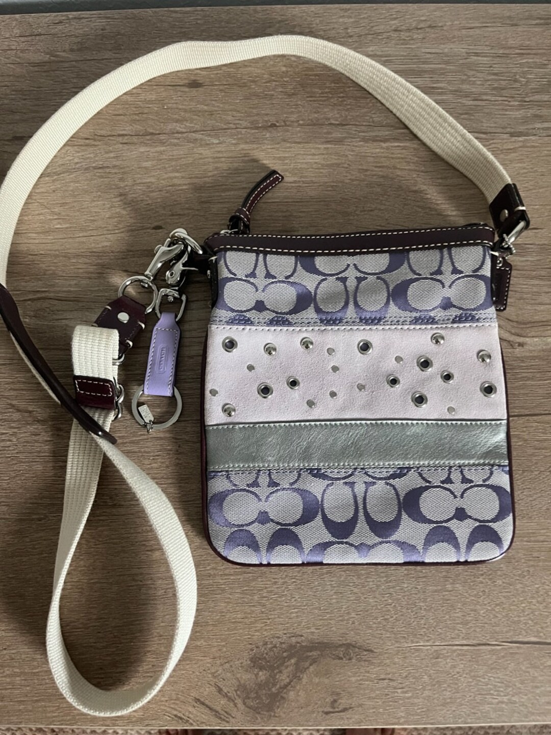 Vintage Coach Signature Logo Purple Crossbody Purse Etsy