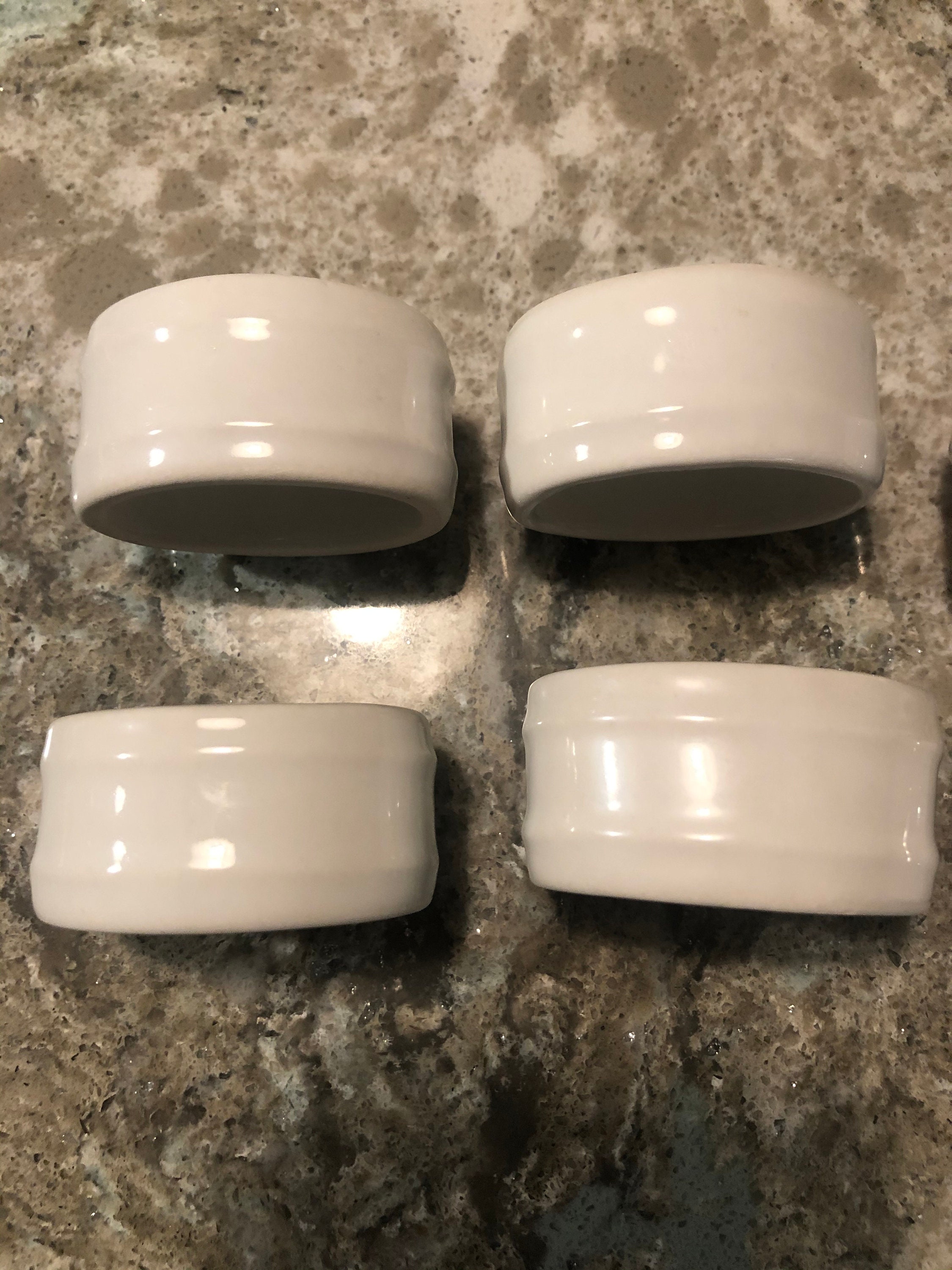 White ceramic napkin rings holders set of 8 Etsy