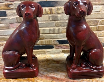 Vintage Labrador Retriever Dogs Set of 2 Bookends Brown Resin