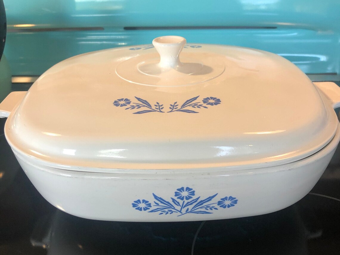 CorningWare Blue Cornflower P10B casserole dish with lid Etsy