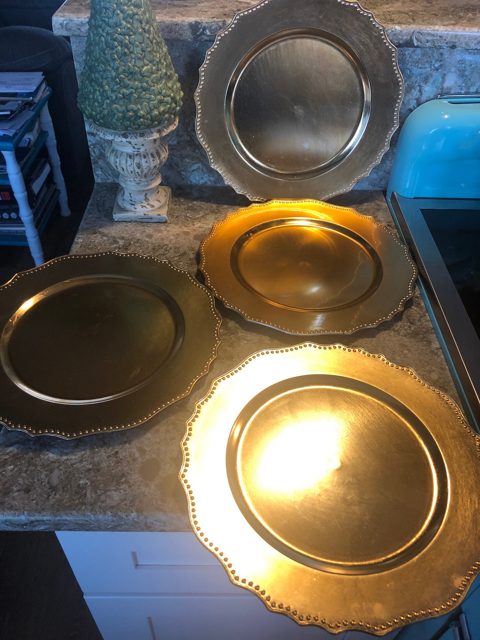 Gold plate chargers set of 4 Etsy