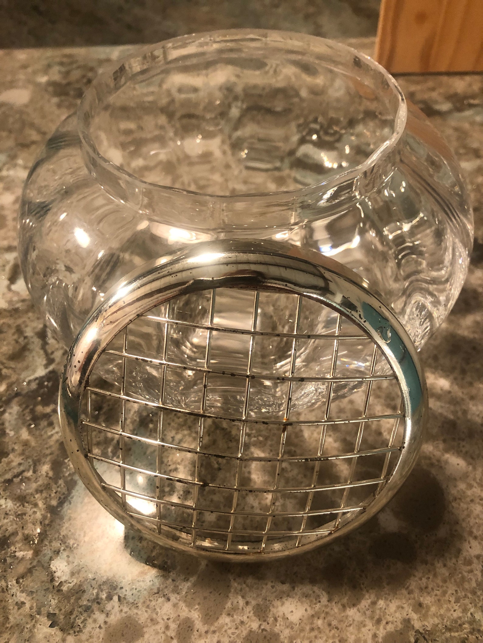 Glass Flower Frog Bowl Floral Arrangement Etsy