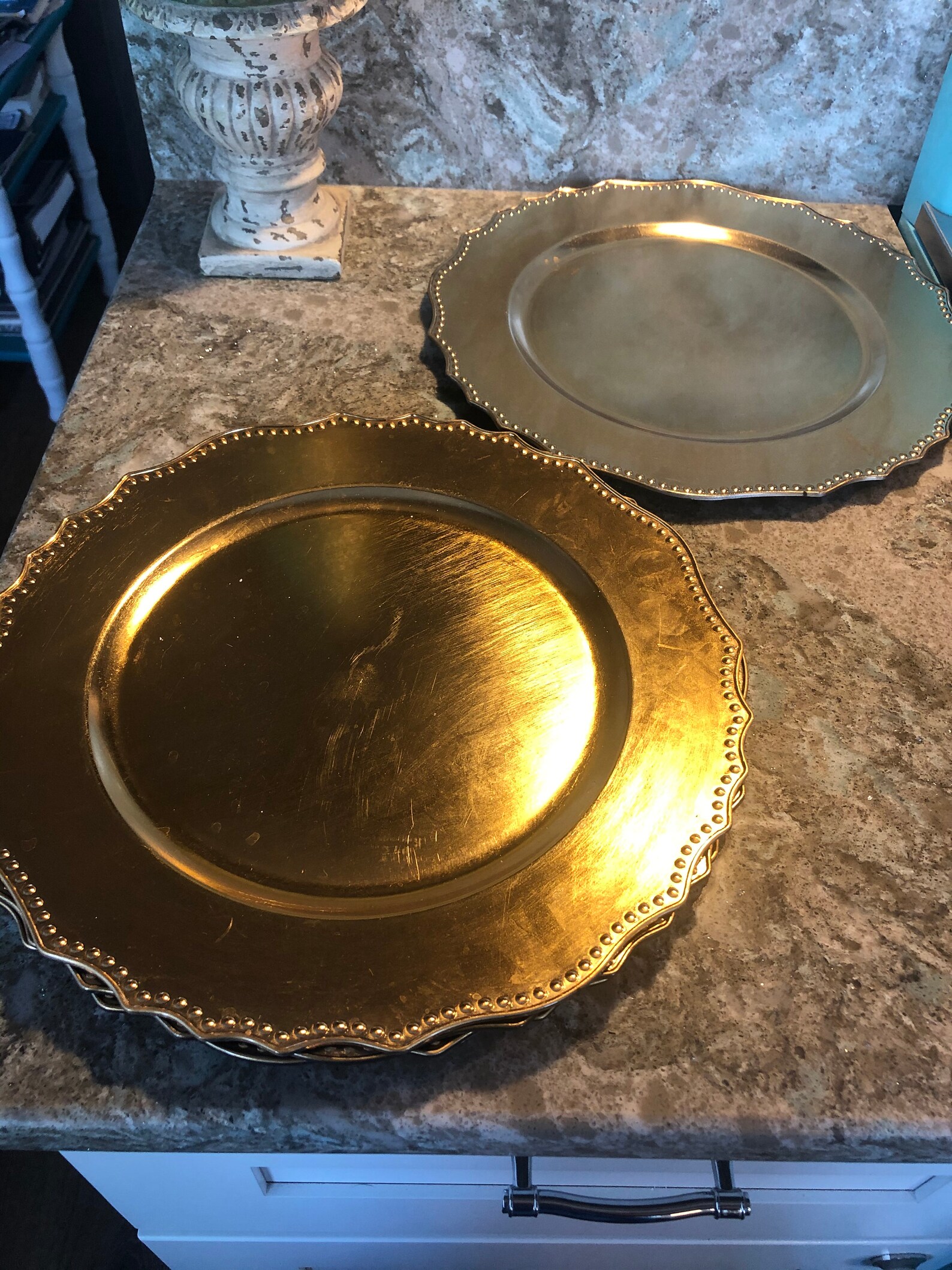 Gold plate chargers set of 4 Etsy