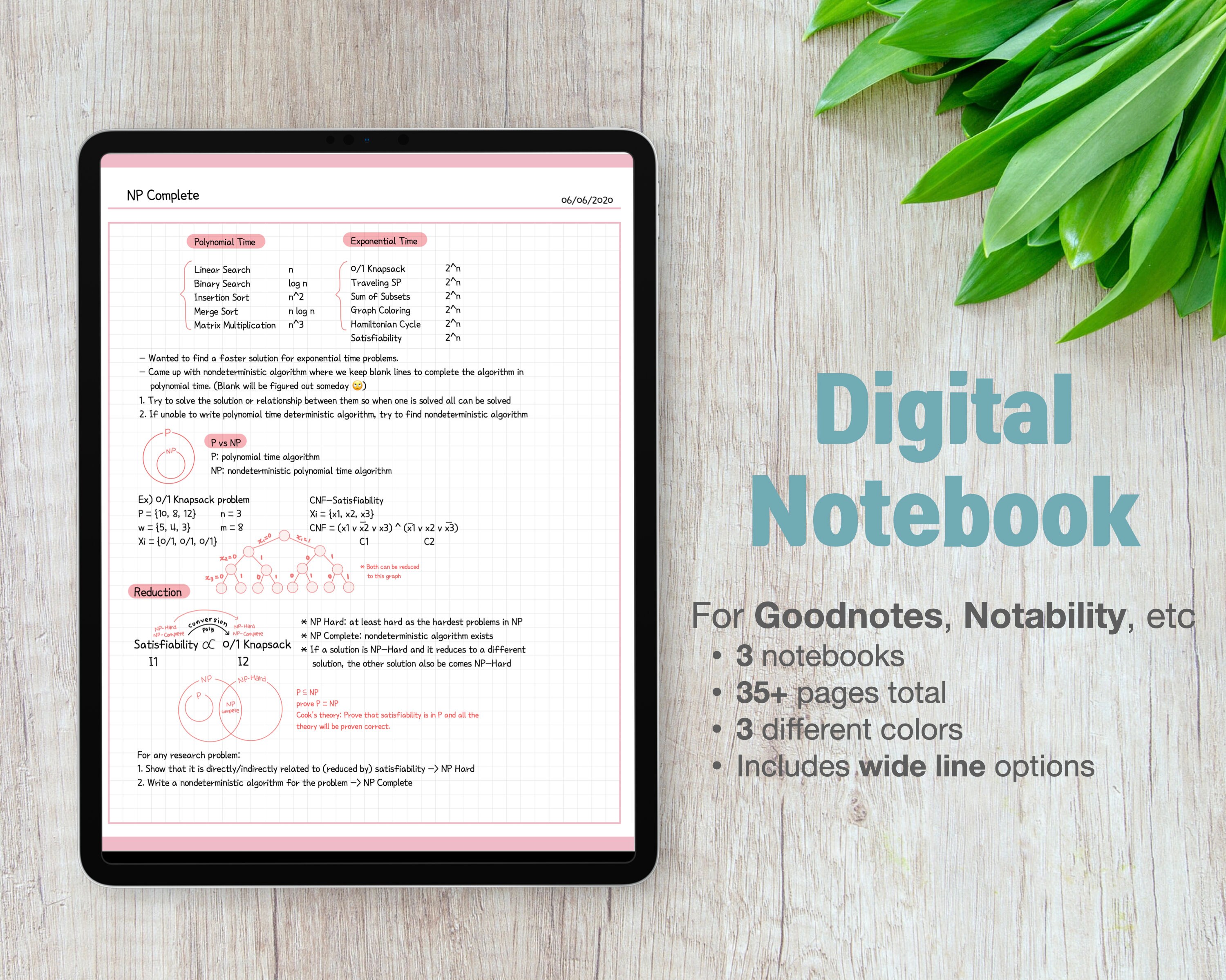 Digital Notebook, Simple Digital Notebook, Goodnotes Notebook, Korean