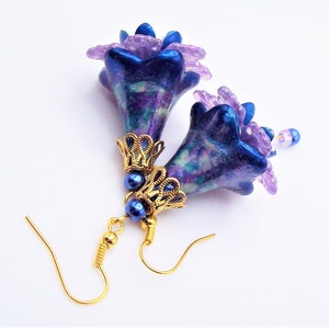 Blue earrings Flower earrings dangle & drop Boho hippie earrings Floral jewelry Gift for her Handmade earrings Handmade gift Flower gifts