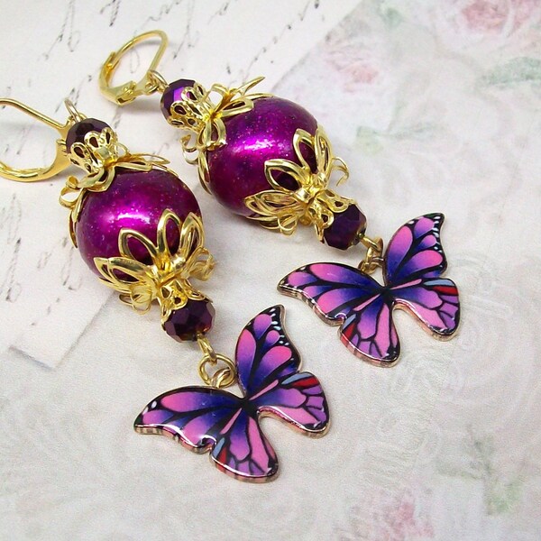 Boucles d'oreilles papillon printanières Boucles d'oreilles pendantes et pendantes bohèmes Boucles d'oreilles fées Bijoux printaniers Boucles d'oreilles lampe travail Boucles d'oreilles Boho hippie Cadeau pour elle