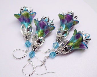 Flower earrings Boho earrings dangle& drop Hippie earrings Handmade jewelry Floral earrings Flower gifts for her