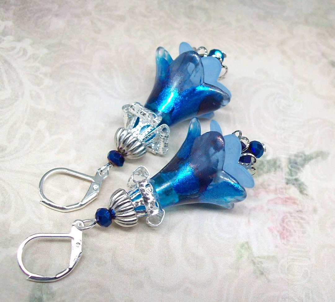 Boho Earrings Dangle Hand Painted Art Nouveau Earrings Flowers Gifts