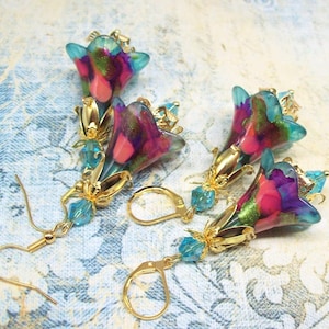 Boho earrings dangle drop Boho jewelry women flowers earrings lever back Hippie earrings Bohemian earrings Floral earrings Hippie jewelry