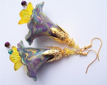 Floral earrings dangle & drop Boho jewelry Hippie earrings Gifts for her Art Nouveau