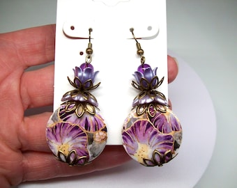 Druppeloorbellen in vintagestijl, art nouveau, handgemaakte bloemensieraden