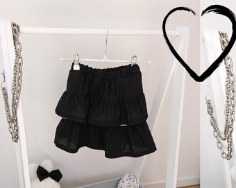 falda de volantes negra/blanca para niñas, falda escalonada, ropa infantil alternativa