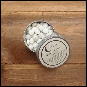 MINTY TOOTHPASTE TABLETS With Storage Tin | Flouride Toothpaste Tablets | Zero Waste Toothpaste Tablets | 100% Natural | Vegan | Gluten-Free