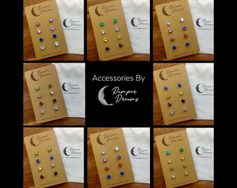 HYPOALLERGENIC EARRINGS | 4 Pairs Nickel Free Round CZ Stud Earrings | Sensitive Skin | Silver Stainless Steel Earrings | Earrings Gift Set