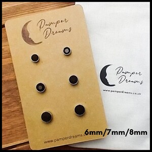 HYPOALLERGENIC EARRINGS | Black CZ Stud Earrings | 3 Pairs Nickel Free Sensitive Skin Stud Earrings | Silver Stainless Steel