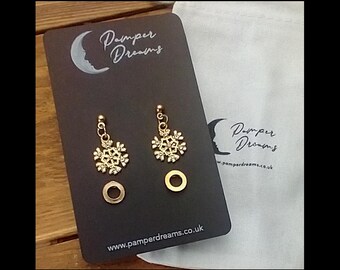 CHRISTMAS EARRINGS | Christmas Snowflakes & Circles Earrings | Festive Stocking Filler Gift | Fun Christmas Jewellery | Secret Santa Gift