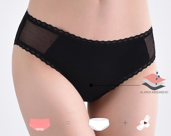 REUSABLE PERIOD PANTS | Lace Trim Bikini Style |  Period Underwear | Zero Waste Periods | Quality Menstrual Panties | Incontinence Pants