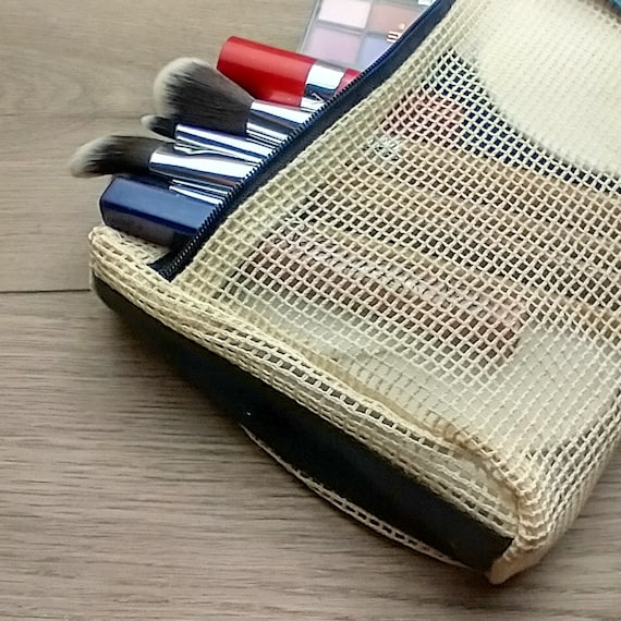 ZIPPED TIDY BAG 100% Organic Cotton Zero Waste Mesh Bag Eco-friendly Zip Bag  Handy Makeup Bag Mesh Pencil Case Travel Documents 
