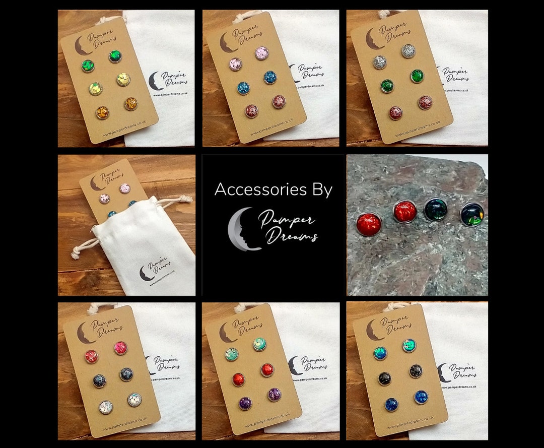 BOHO STUD EARRINGS Set Boho Glitter Stud Earrings Mixed Colours