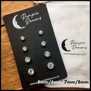 HYPOALLERGENIC EARRINGS | Clear CZ Stud Earrings | 4 Pairs Nickel Free Sensitive Skin Stud Earrings | Silver Stainless Steel