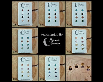 HYPOALLERGENIC EARRINGS | 4 Pairs Nickel Free Stud Earrings Sensitive Skin | Gold Stainless Steel Earrings | Opalite Earrings & CZ Earrings