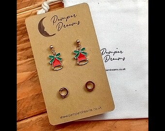 CHRISTMAS EARRINGS | Christmas Bells & Circles Earrings | Festive Stocking Filler Gift | Fun Christmas Jewellery | Secret Santa Gift