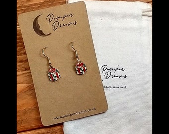 CHRISTMAS EARRINGS | Christmas Presents Drop Earrings | Gold Colour | Stocking Filler | Secret Santa Gift | Christmas Party Earrings