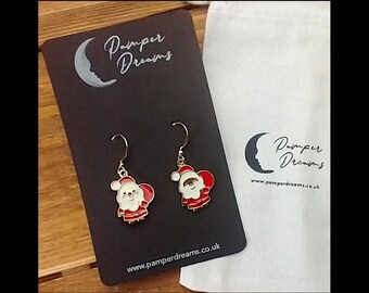 CHRISTMAS EARRINGS | Christmas Santa Claus Dangle Earrings | Festive Stocking Filler Gift | Fun Christmas Jewellery | Secret Santa Gift