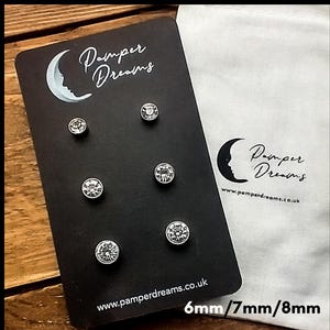 HYPOALLERGENIC EARRINGS | Clear CZ Stud Earrings | 3 Pairs Nickel Free Sensitive Skin Stud Earrings | Silver Stainless Steel
