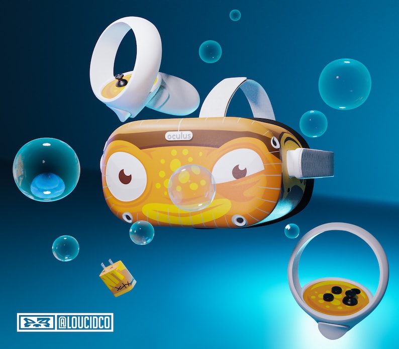 Fish Head - Oculus Quest 2 - Easy-to-install - Full Wrap Skin Decal VR ...