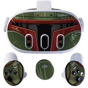 Easy-to-Apply Skin Sticker Kit compatible with Meta Quest 3 - Boba Fett Bounty Hunter VR Accessories - Virtual Reality Protective Cover