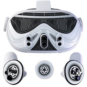 Easy-to-Apply Skin Sticker Kit compatible with Meta Quest 3 - Headset Storm Trooper VR Accessories - Virtual Reality Protective Cover
