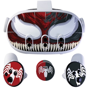 Easy-to-Apply Skin Sticker Kit compatible with Meta Quest 3 - Headset Venom Carnage VR Accessories - Virtual Reality Protective Cover