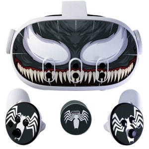 Easy-to-Apply Skin Sticker Kit compatible with Meta Quest 3 - Headset Venom Black VR Accessories - Virtual Reality Protective Cover