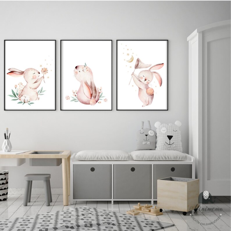 Bunny printable nursery art Nursery wall art Nursery prints Etsy