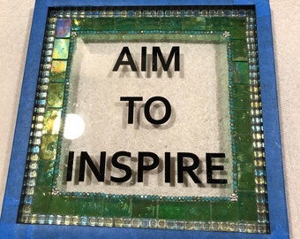 Inspirational mosaic and dot painting framed for wall hanging.