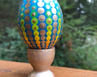 Wooden dot painted Easter egg