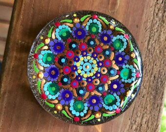 Mandala paperweight Hans painted gift