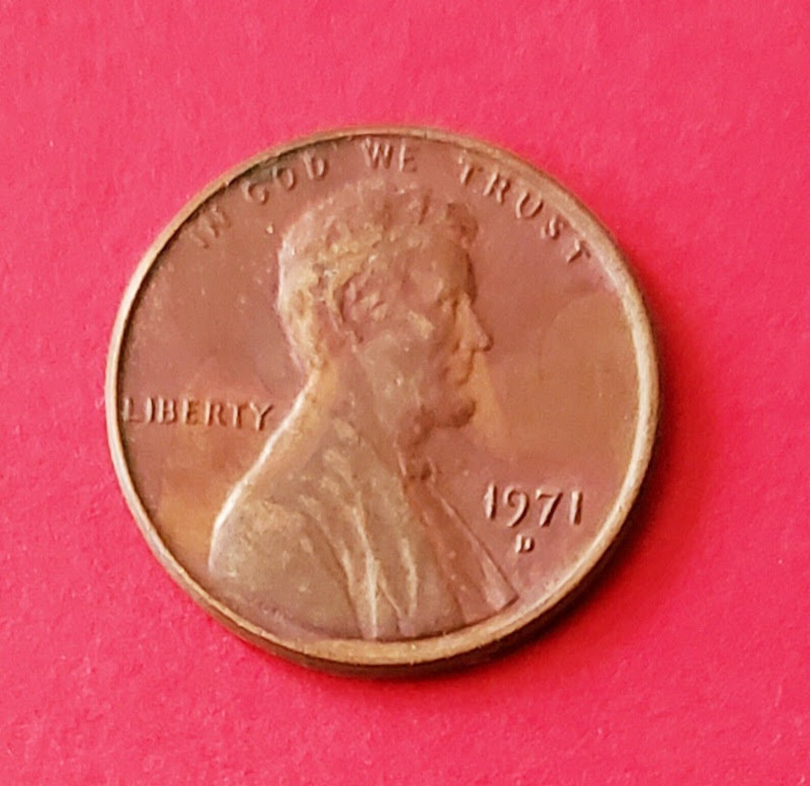 1971 d penny ACTUAL RED collectible Lincoln Memorial cent by Etsy