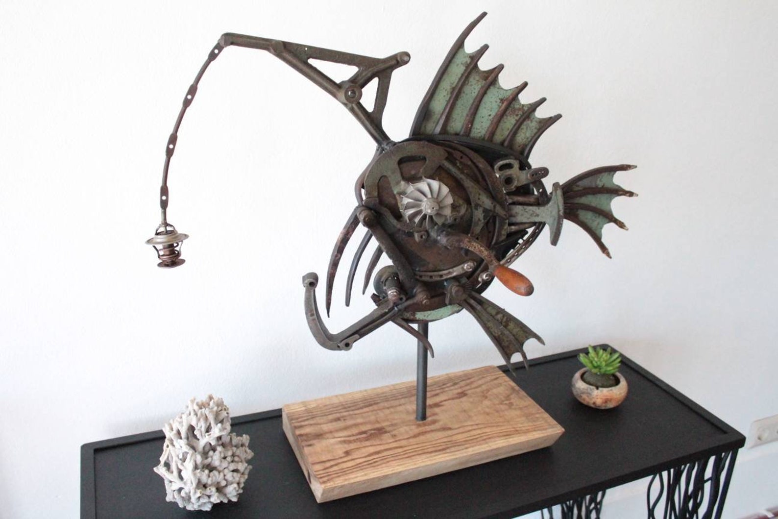 Metal art angler fish sculpture Etsy