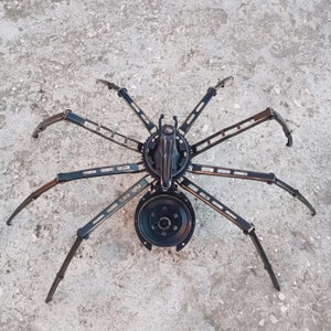 Metal art spider sculpture