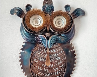 Metal art wall sculpture owl