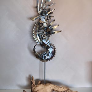 Metal Seahorse Sculpture - Handmade Nautical Tabletop Decor for Beach House, Coastal or Ocean Lovers Gift