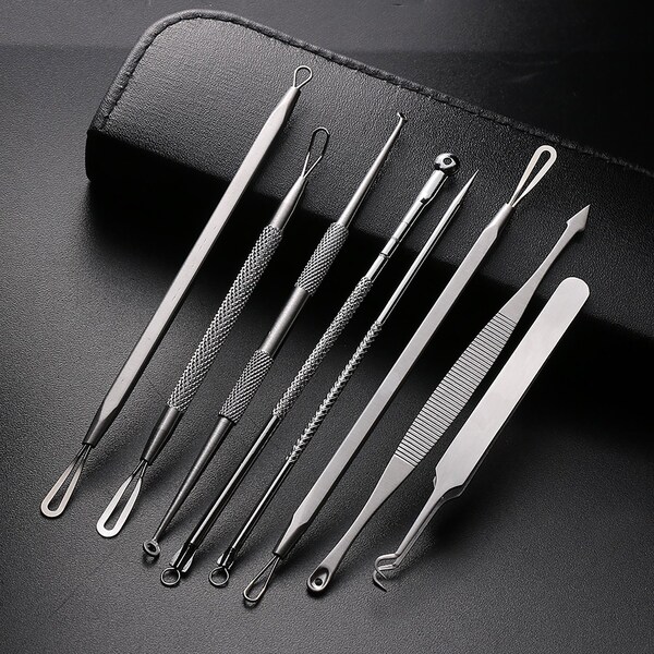 8Pcs/set Stainless Steel Needle Face Clean Care Tool