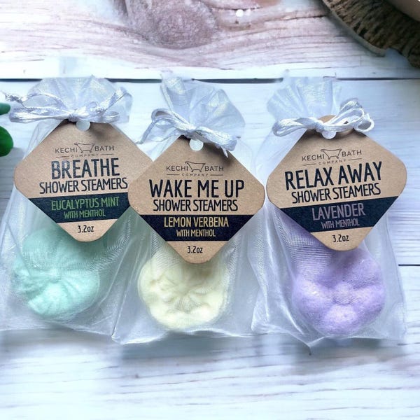 Shower Steamers, Natural Handmade Shower Bombs 2pk, Stocking Stuffer, Self Care Box, Menthol Shower Melts, Spa Gift, Gifts for Mom, her