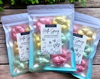 Easter Shower Steamers, Easter Basket Gifts, Easter Bunny Aromatherapy Spa Gift Box, Handmade Essential Oils Shower Bombs, Gifts for Women